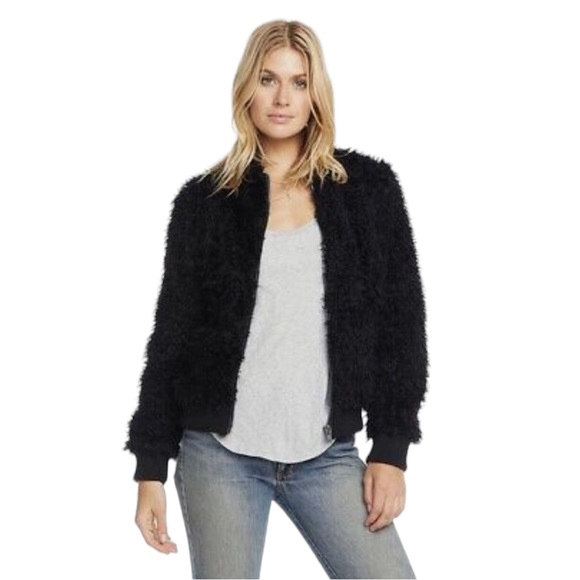 Chaser Faux Fur Black Bomber Jacket Size S New with Tags - Picture 9 of 10